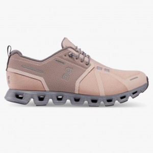 Rose/Fossil On Running Cloud 5 Waterproof Women's Running Shoes | UK6035187