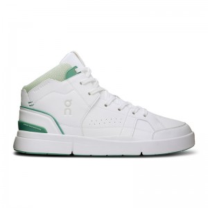 White/Green On Running THE ROGER Clubhouse Mid Men's Sneakers | LB0836421