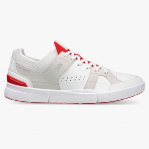 White/Red On Running THE ROGER Clubhouse Men's Sneakers | VI7518260