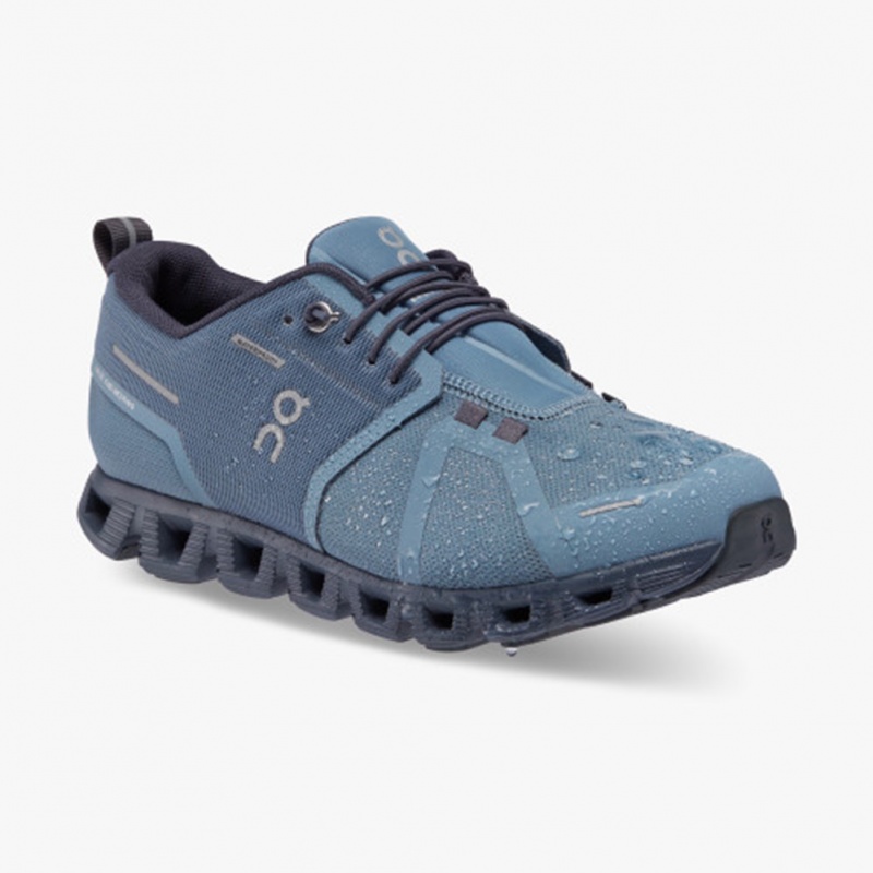 Metal/Navy On Running Cloud 5 Waterproof Women's Running Shoes | XH5638071