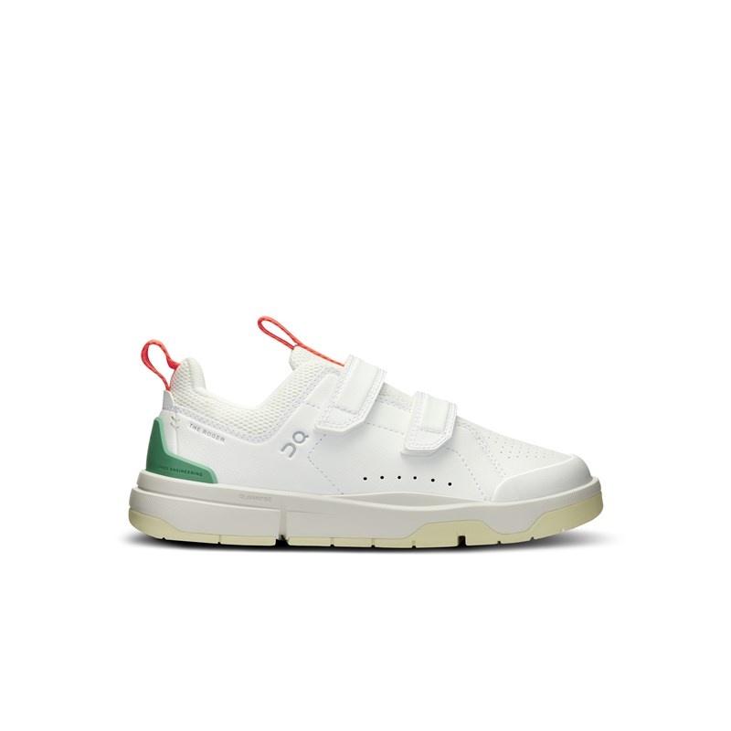 White/Green On Running THE ROGER Kids\' Tennis Shoes | BH3745910