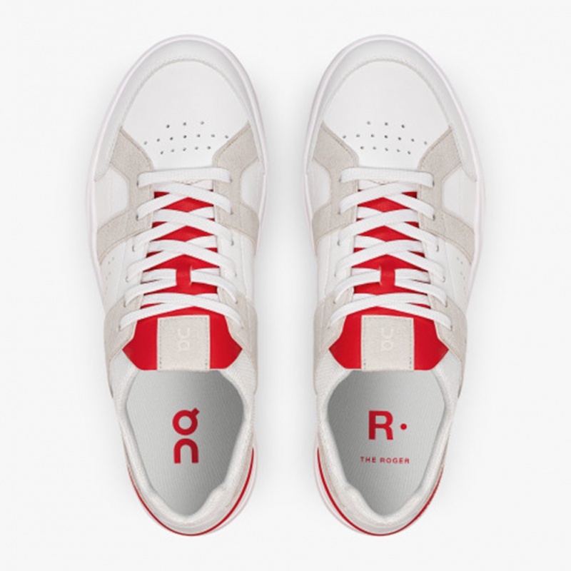 White/Red On Running THE ROGER Clubhouse Men's Sneakers | VI7518260