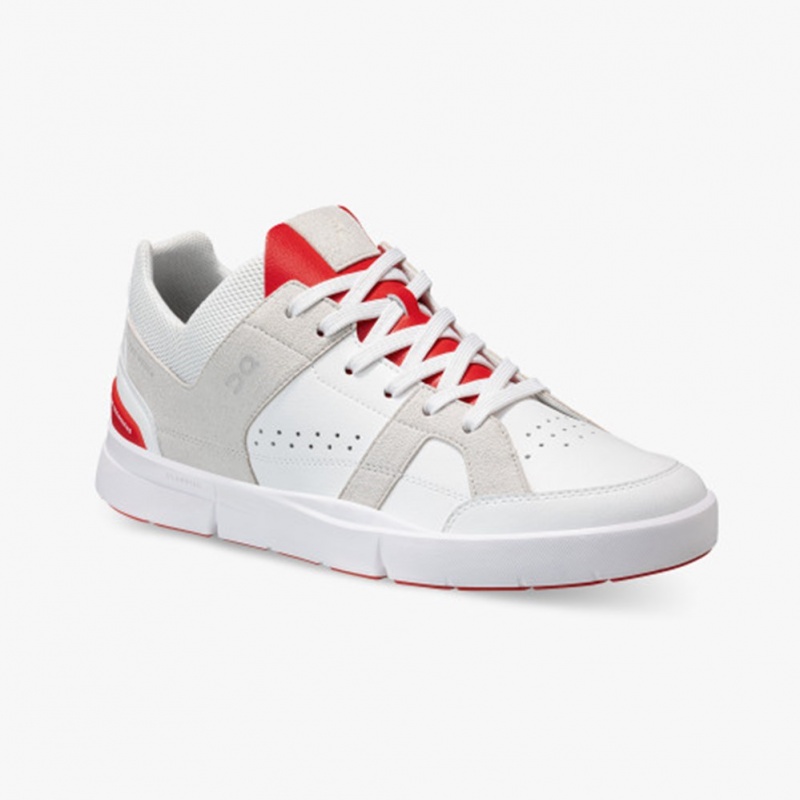 White/Red On Running THE ROGER Clubhouse Men's Sneakers | VI7518260