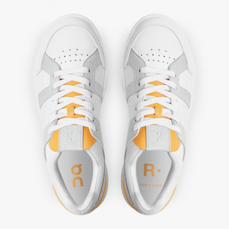 White/Saffron On Running THE ROGER Clubhouse Women's Sneakers | XS3746185